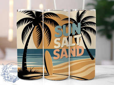 Sun Salt Sand 20oz Tumbler, Sun Salt Sand Quote, Tropical Sublimation Design, Vintage Summer Vibes, Ocean Theme Wrap, 20oz Tumbler Wrap, Sublimation Design PNG, Summer Gift Sublimation ToriDesigns 
