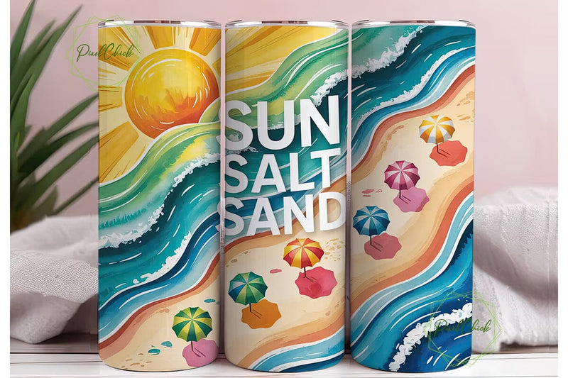 Sun Salt Sand 20oz Tumbler Wrap Sublimation PixelChick 
