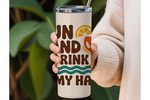 Sun Sand & Drink Tumbler Wrap Sublimation DesignSVG 