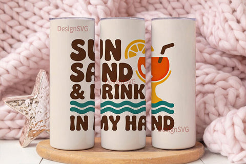 Sun Sand & Drink Tumbler Wrap Sublimation DesignSVG 