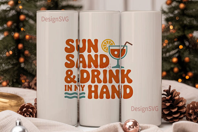 Sun Sand & Drink Tumbler Wrap Sublimation DesignSVG 