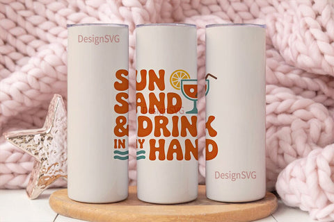 Sun Sand & Drink Tumbler Wrap Sublimation DesignSVG 