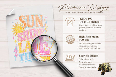 Sun Shine Lake Time png, Girly Summer Lake Design DTF Sublimation The Vintage Signs Shop 