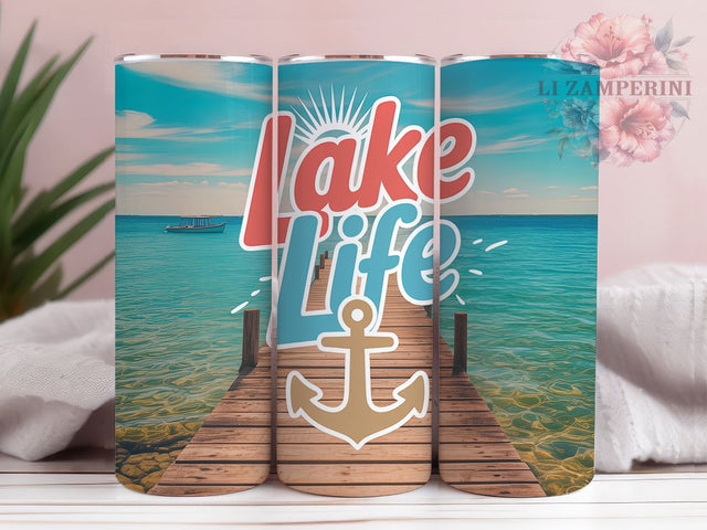Sun-Soaked Lake Life 20oz Tumbler Wrap, Sun-Soaked, Outdoor Adventure, Rustic Country Living, Waterfront Design, 20oz Tumbler Wrap, Sublimation PNG Sublimation Li Zamperini 