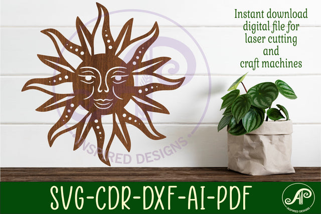 Sun wall art sign, SVG file. vector SVG APInspireddesigns 