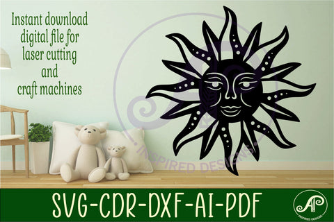 Sun wall art sign, SVG file. vector SVG APInspireddesigns 