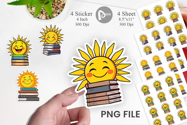 Sun with Books Sticker Sublimation artnoy 