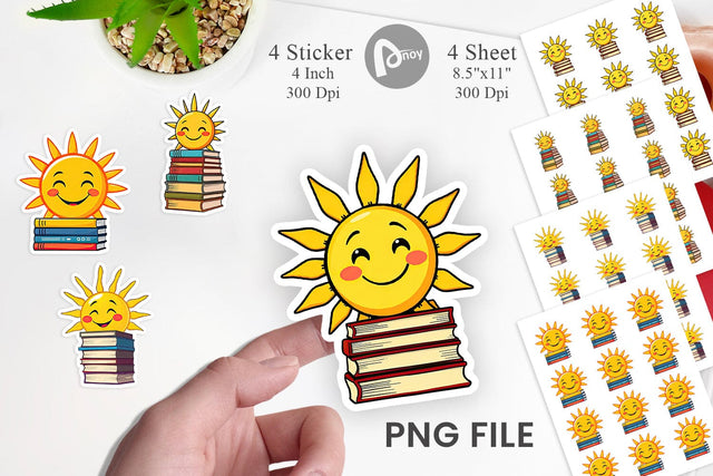 Sun with Books Sticker Sublimation artnoy 