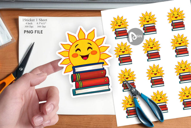 Sun with Books Sticker Sublimation artnoy 