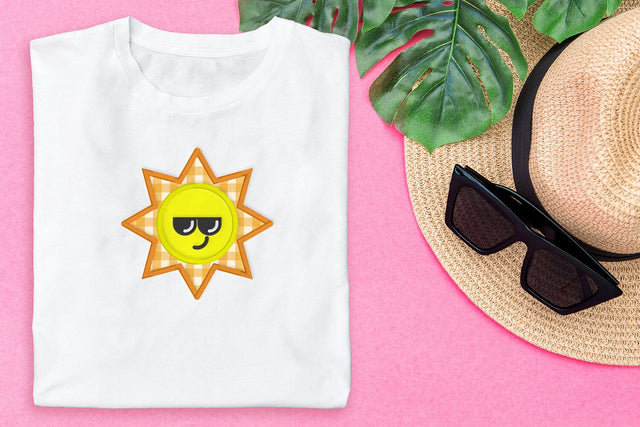 Sun with Sunglasses Applique Embroidery Embroidery/Applique DESIGNS Designed by Geeks 
