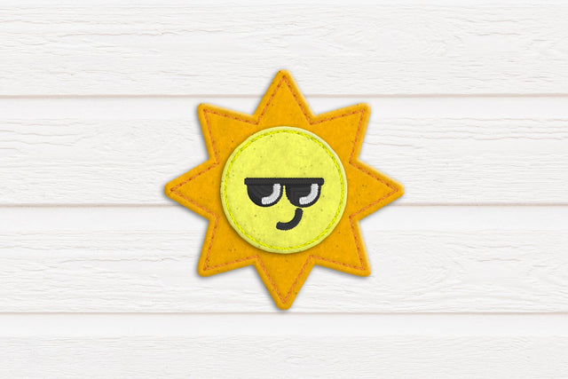 Sun with Sunglasses ITH Feltie Applique Embroidery Embroidery/Applique DESIGNS Designed by Geeks 