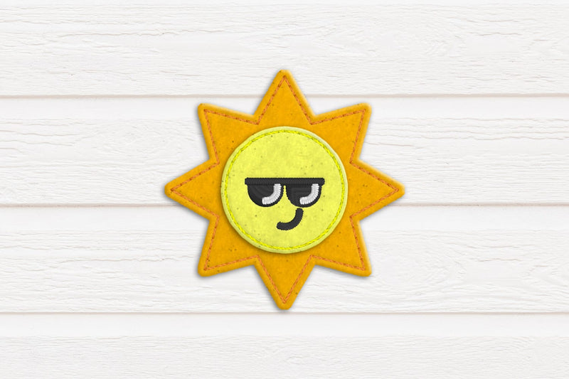 Sun with Sunglasses ITH Feltie Applique Embroidery Embroidery/Applique DESIGNS Designed by Geeks 