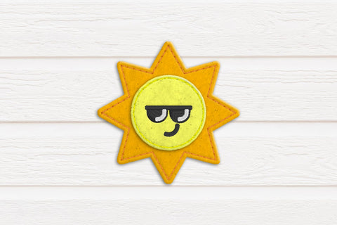 Sun with Sunglasses ITH Feltie Applique Embroidery Embroidery/Applique DESIGNS Designed by Geeks 