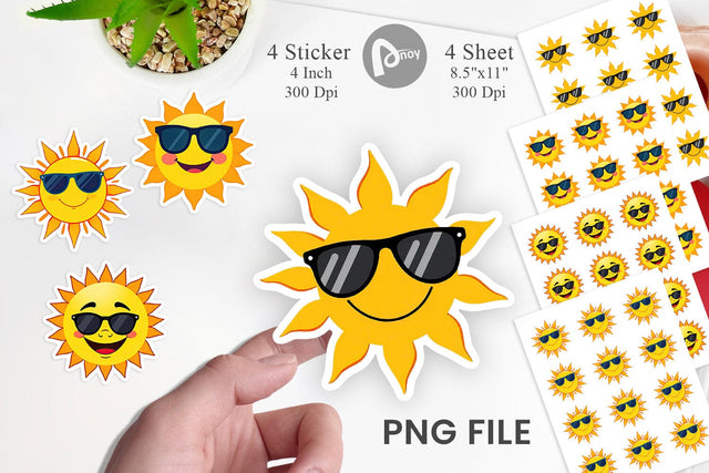 Sun with Sunglasses Sticker Sublimation artnoy 