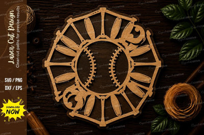 Sunburst Baseball Sports Decor Laser Cut SVG File SVG Regulrcrative 