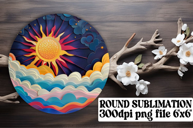 Sunburst Sublimation Delight: Round Ornaments Sublimation afrosvg 