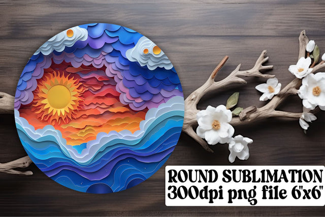 Sunburst Sublimation Delight: Round Ornaments Sublimation afrosvg 