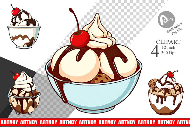 Sundae Delight Clipart Sublimation artnoy 