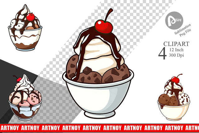 Sundae Delight Clipart Sublimation artnoy 