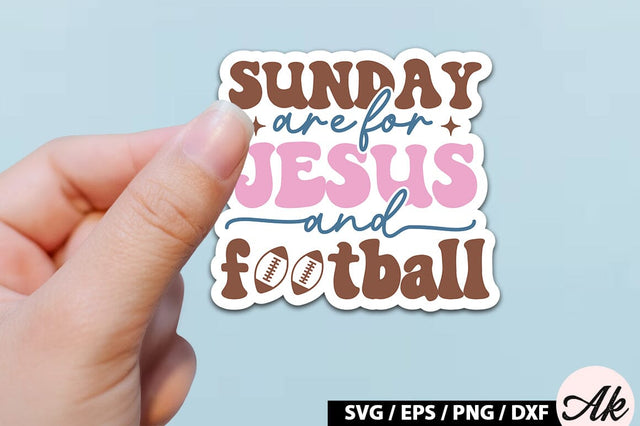 Sunday are for jesus and football Retro Stickers SVG akazaddesign 