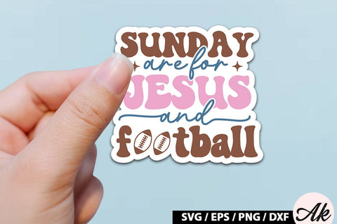 Sunday are for jesus and football Retro Stickers SVG akazaddesign 