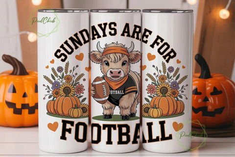 Sunday Football Cow 20oz Tumbler Wrap Sublimation PixelChick 