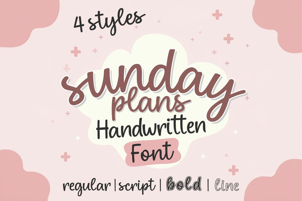 Sunday Plans Font Bundle | Cute Handwritten Script Font - So Fontsy
