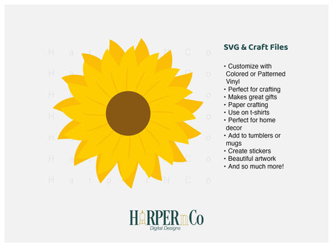 Sunflower 1 SVG PNG Cut EPS File SVG HarperNCo 