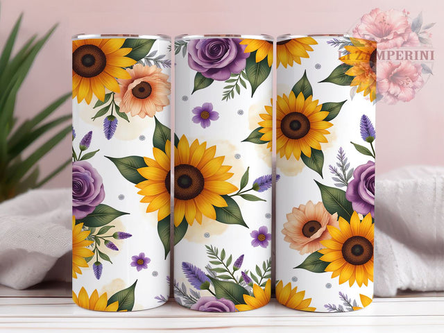 Sunflower 20oz Tumbler Wrap, 20oz Sublimation Design, Floral Tumbler, Seamless Pattern Tumbler, Summer Tumbler, Botanical Tumbler Wrap, Flower Lover Gift Sublimation Li Zamperini 
