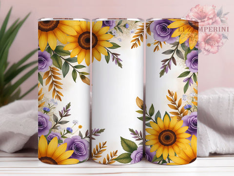 Sunflower 20oz Tumbler Wrap, 20oz Sublimation Design, Floral Tumbler, Seamless Pattern Tumbler, Summer Tumbler, Botanical Tumbler Wrap, Flower Lover Gift Sublimation Li Zamperini 