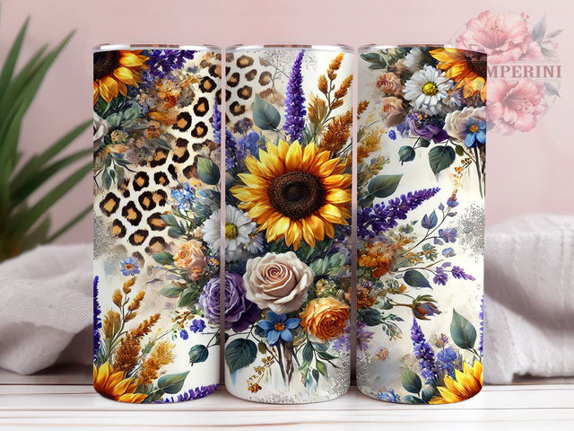 Sunflower 20oz Tumbler Wrap, 20oz Sublimation Design, Floral Tumbler, Seamless Pattern Tumbler, Summer Tumbler, Botanical Tumbler Wrap, Flower Lover Gift Sublimation Li Zamperini 