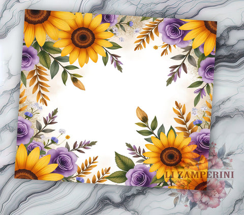 Sunflower 20oz Tumbler Wrap, 20oz Sublimation Design, Floral Tumbler, Seamless Pattern Tumbler, Summer Tumbler, Botanical Tumbler Wrap, Flower Lover Gift Sublimation Li Zamperini 