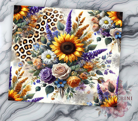 Sunflower 20oz Tumbler Wrap, 20oz Sublimation Design, Floral Tumbler, Seamless Pattern Tumbler, Summer Tumbler, Botanical Tumbler Wrap, Flower Lover Gift Sublimation Li Zamperini 