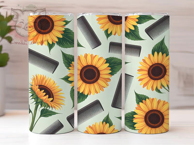 Sunflower Afro Comb Tumbler, Sunflower Art, Cultural Pride, Natural Hair Theme, Tumbler Wrap, Sublimation Design, 20oz Tumbler Sublimation Lara' s Designs 