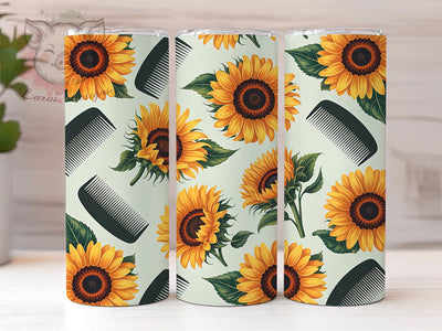 Sunflower Afro Comb Tumbler, Sunflower Art, Cultural Pride, Natural Hair Theme, Tumbler Wrap, Sublimation Design, 20oz Tumbler Sublimation Lara' s Designs 