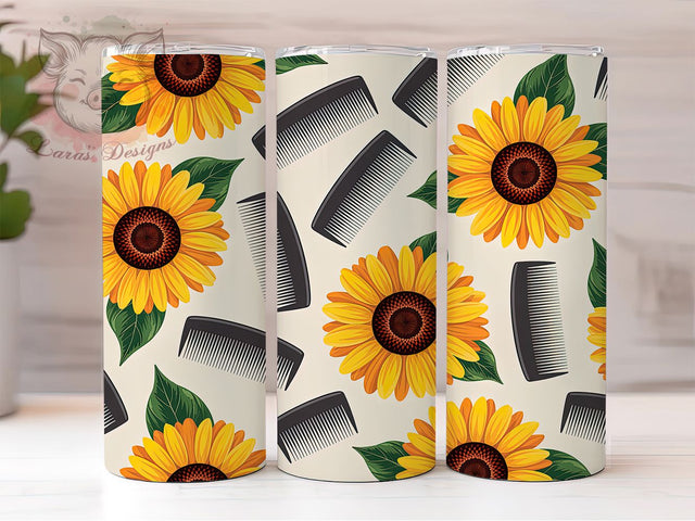 Sunflower Afro Comb Tumbler, Sunflower Art, Cultural Pride, Natural Hair Theme, Tumbler Wrap, Sublimation Design, 20oz Tumbler Sublimation Lara' s Designs 