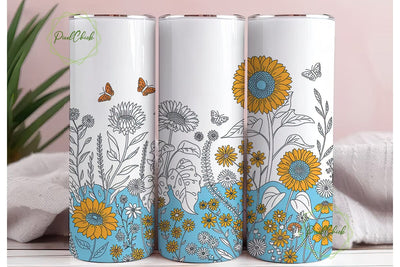 Sunflower and Butterfly Floral Tumbler Sublimation PixelChick 