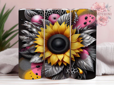 Sunflower Animal Print 20oz Tumbler, Animal Print Design, Sublimation Wrap, Floral Animal Drinkware, Custom Sunflower Tumbler, Cute Animal Print Decor, Rustic Floral Tumbler Sublimation Li Zamperini 