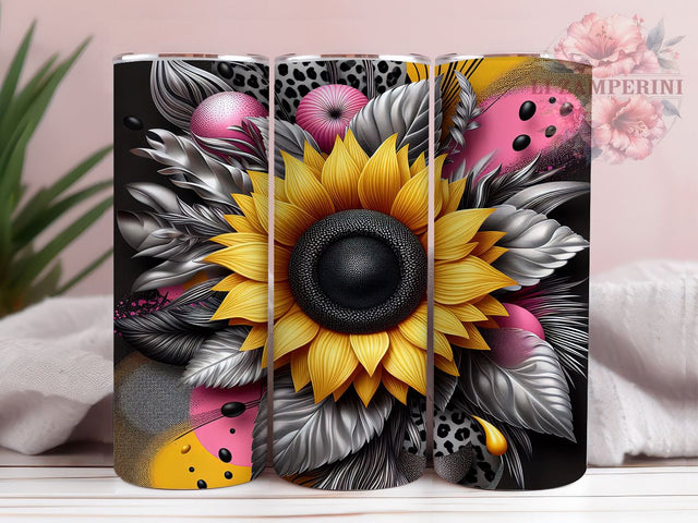 Sunflower Animal Print 20oz Tumbler, Animal Print Design, Sublimation Wrap, Floral Animal Drinkware, Custom Sunflower Tumbler, Cute Animal Print Decor, Rustic Floral Tumbler Sublimation Li Zamperini 