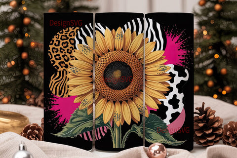 Sunflower Animal Print 20oz Tumbler Wrap Sublimation DesignSVG 