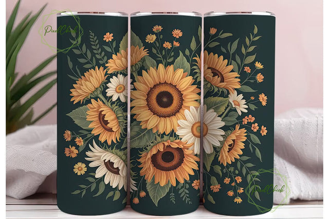 Sunflower Autumn Bouquet 20oz Tumbler Sublimation PixelChick 