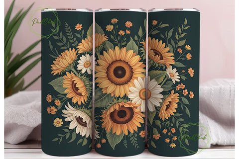 Sunflower Autumn Bouquet 20oz Tumbler Sublimation PixelChick 