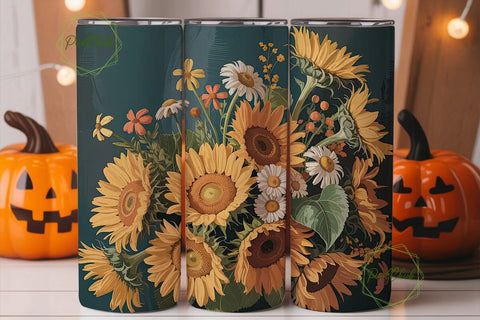 Sunflower Autumn Bouquet 20oz Tumbler Sublimation PixelChick 