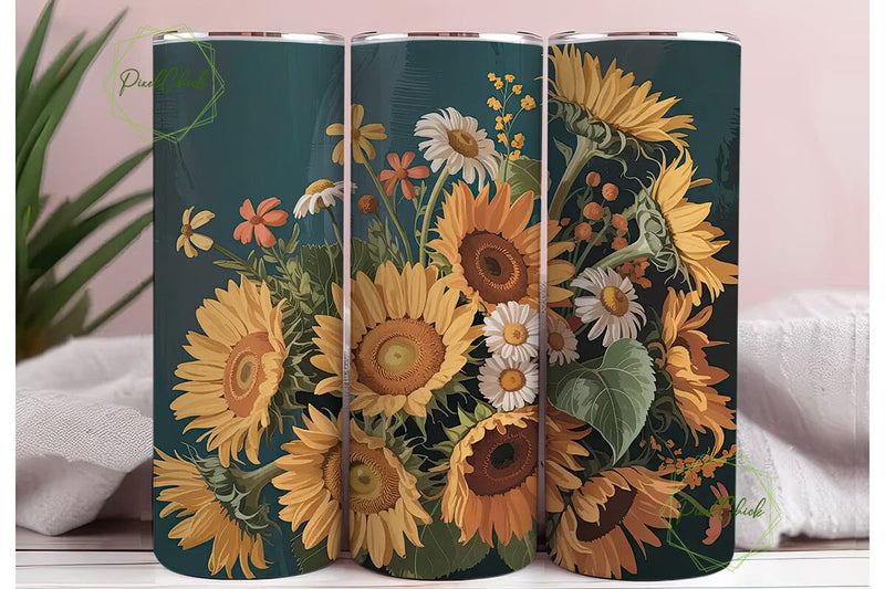Sunflower Autumn Bouquet 20oz Tumbler Sublimation PixelChick 