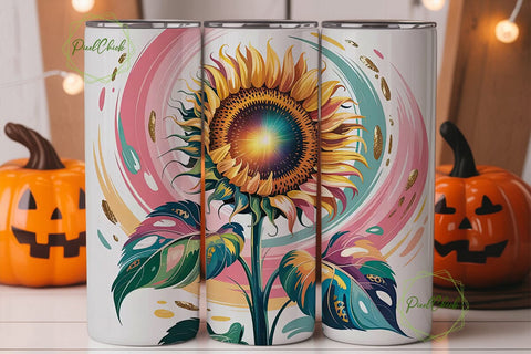 Sunflower Autumn Leaves 20oz Tumbler Sublimation PixelChick 