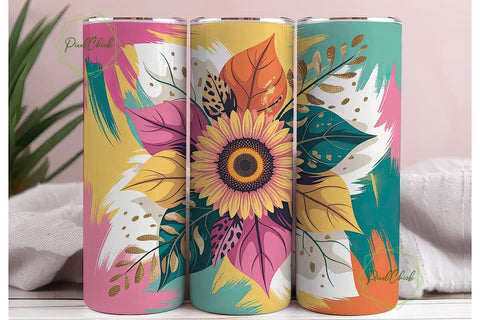 Sunflower Autumn Leaves 20oz Tumbler Sublimation PixelChick 