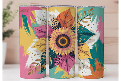 Sunflower Autumn Leaves 20oz Tumbler Sublimation PixelChick 