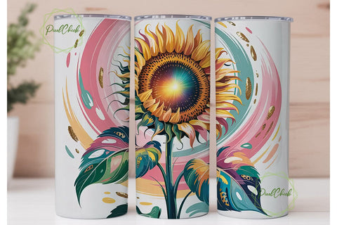 Sunflower Autumn Leaves 20oz Tumbler Sublimation PixelChick 