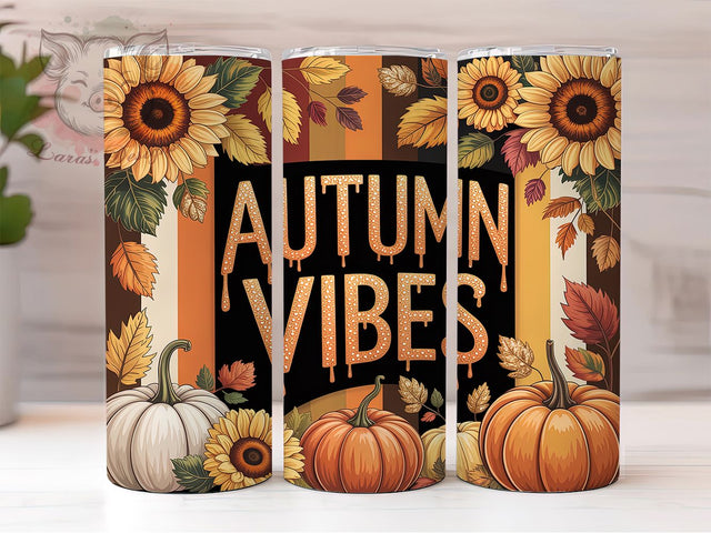 Sunflower Autumn Vibes Tumbler Wrap, Autumn Vibes Tumbler, 20oz Sunflower Sublimation, Fall Sunflower Cup, Rustic Autumn Wrap, Sunflower Drinkware, Boho Fall Tumbler Sublimation Lara' s Designs 