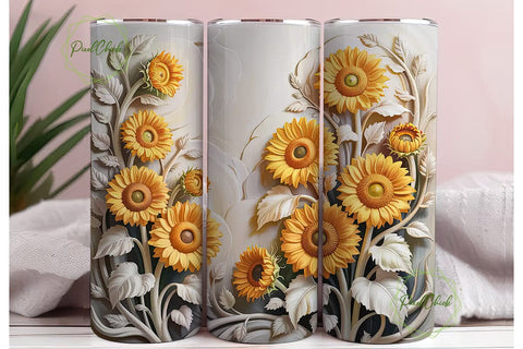 Sunflower Bas-Relief 20oz Tumbler Wrap Sublimation PixelChick 